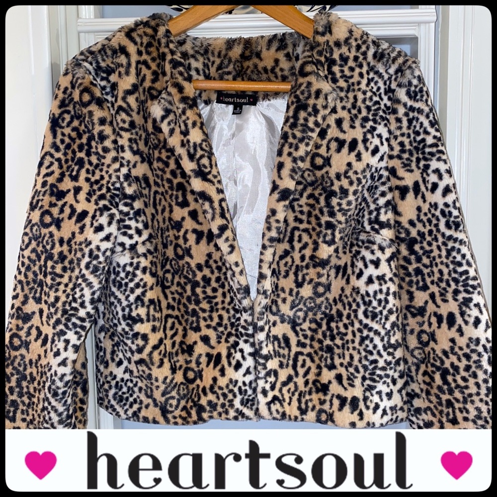 ❤️HEARTSOUL❤️ FAUX LEOPARD FUR CROP BLAZER/JACKET